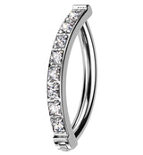 Vertical Clear CZ Titanium Hinged Segment Ring
