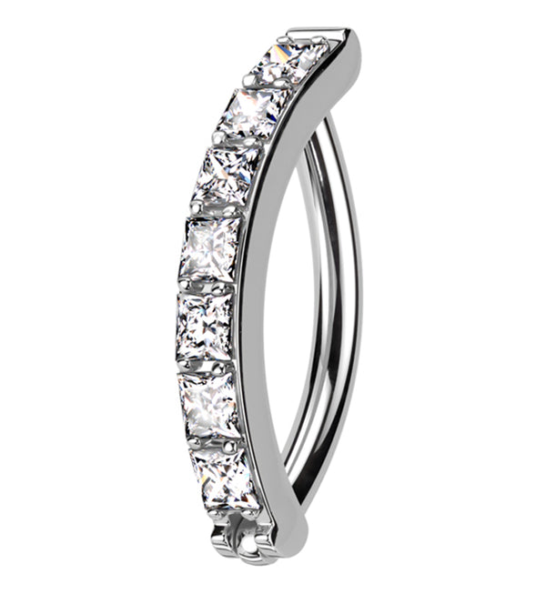 Vertical Clear CZ Titanium Hinged Segment Ring