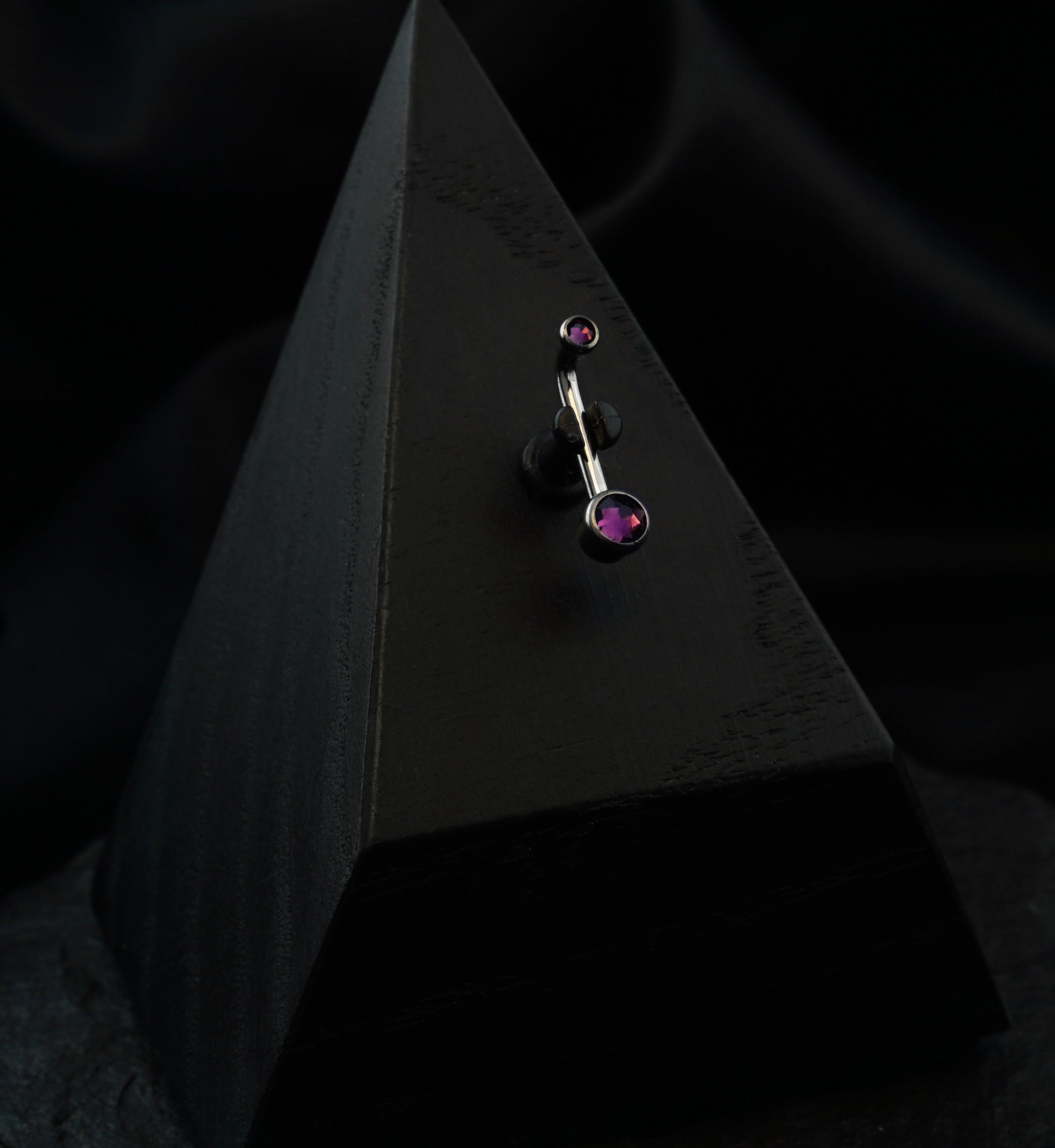 Vertical Clitoral Hood Double Tanzanite CZ Bar