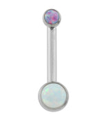 Purple And White Opalite Vertical Clitoral Hood Internally Threaded Titanium Barbell