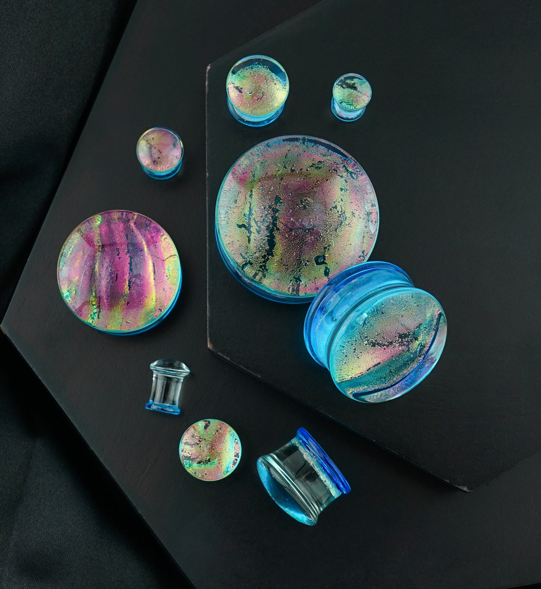 Vice Blue & Pink Dichroic Glass Plugs
