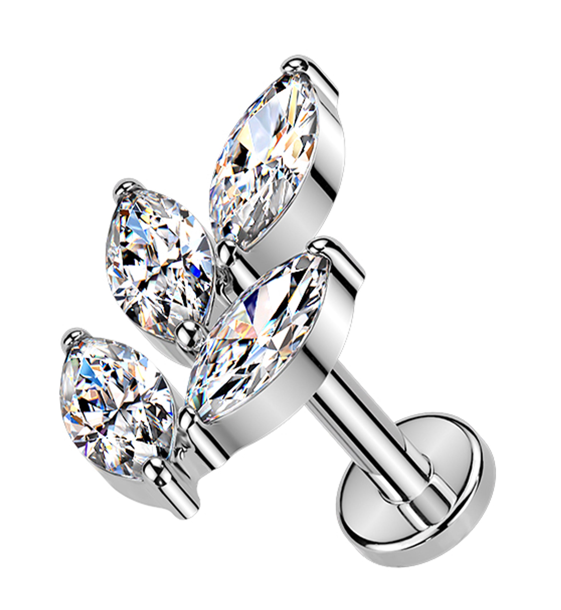 Vine Clear CZ Titanium Threadless Labret