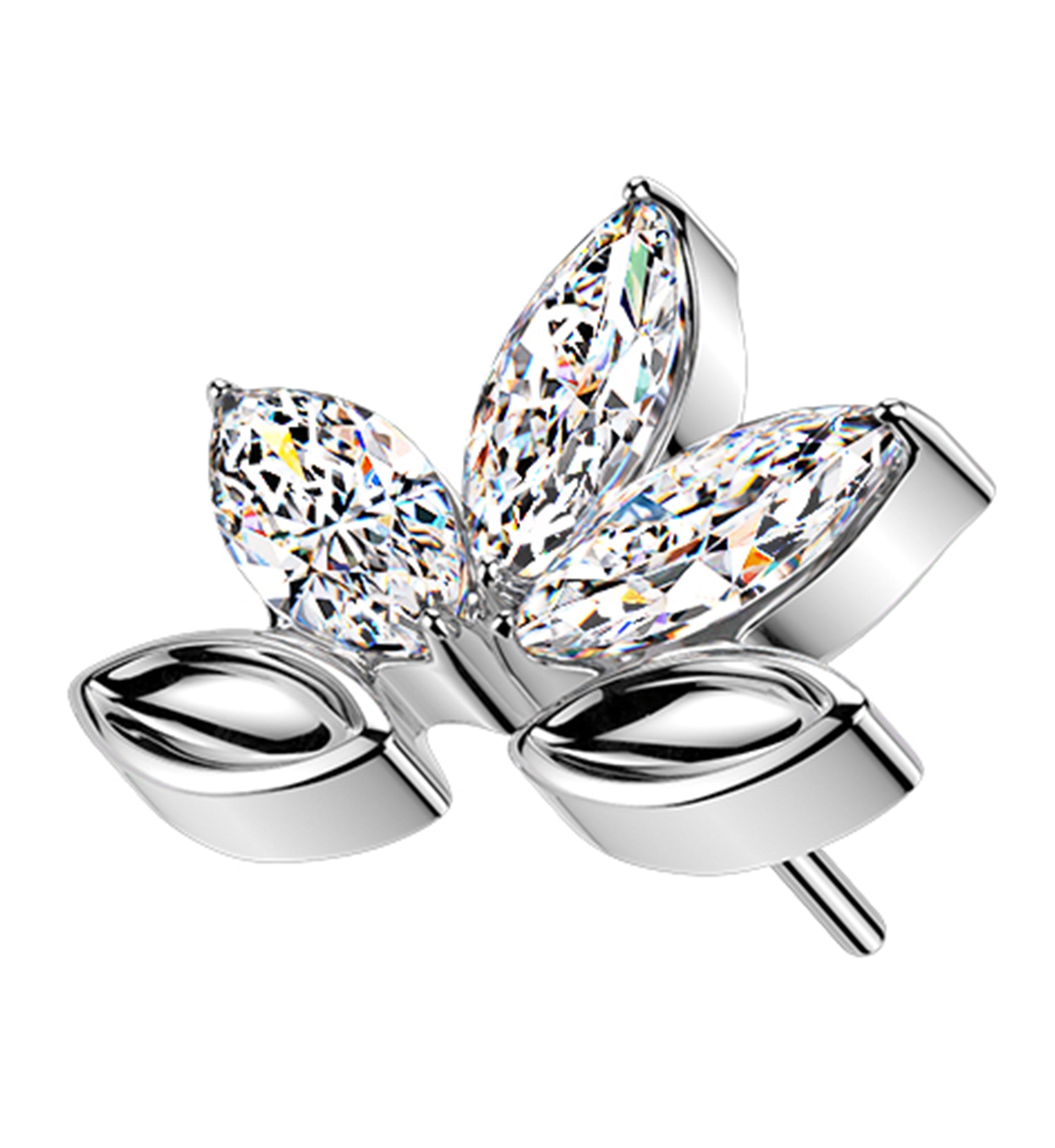 Water Lily Clear CZ Titanium Threadless Top