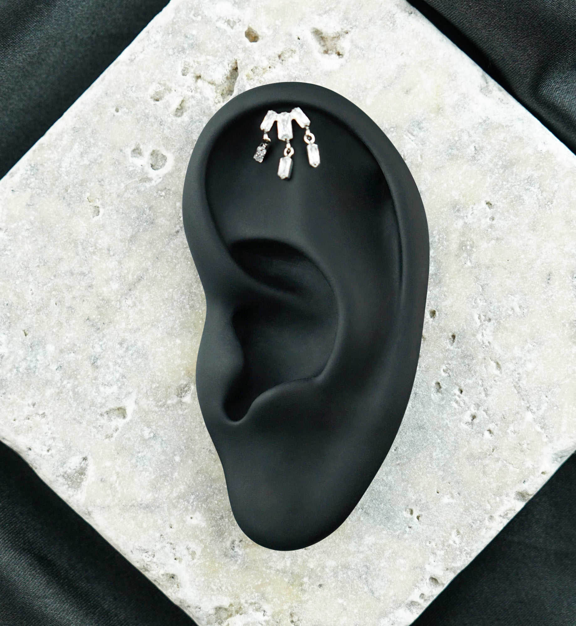 Waterfall CZ Dangle Titanium Threadless Top