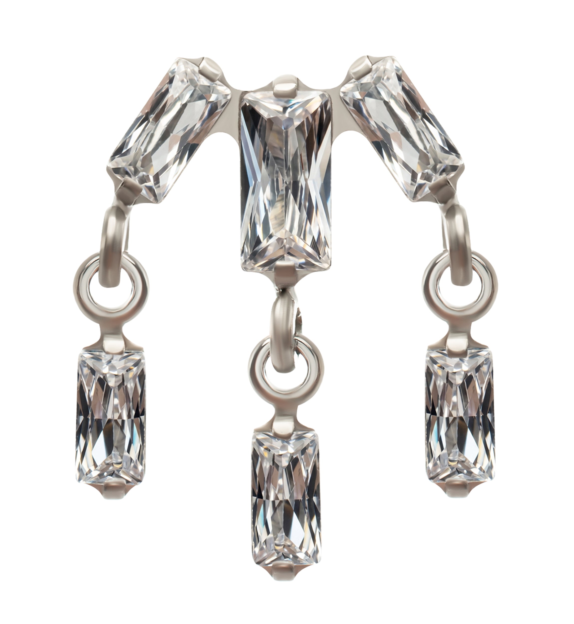 Waterfall CZ Dangle Titanium Threadless Top