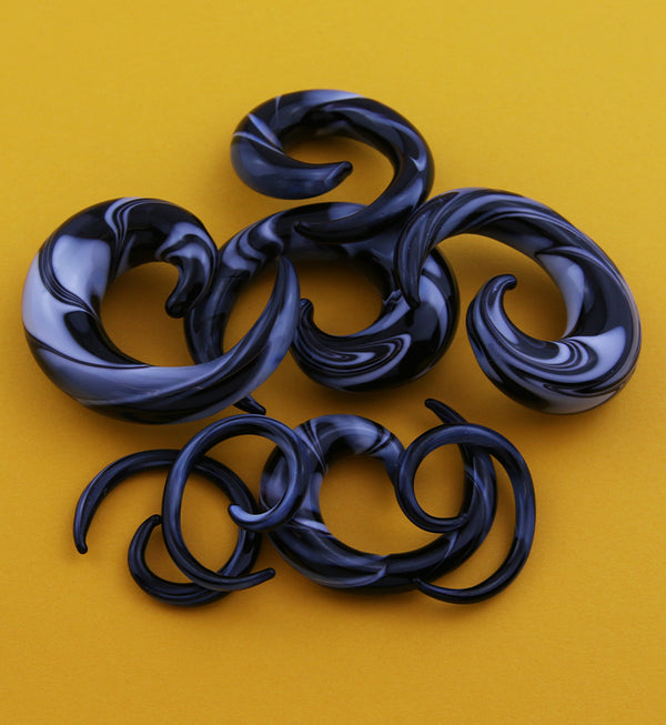 White & Black Swirl Glass Spirals