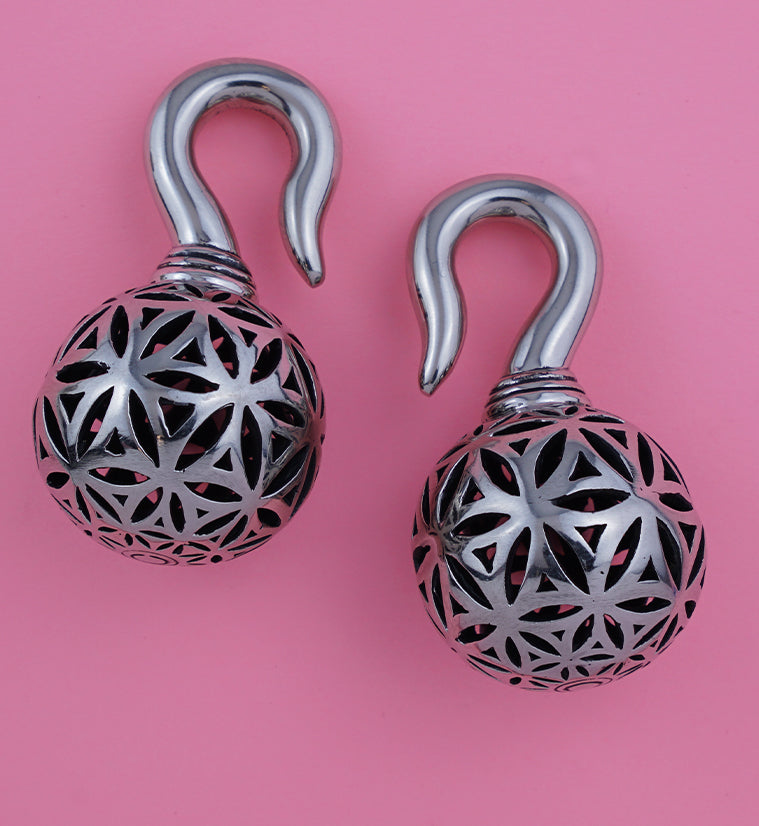 White Brass Orb Ear Weights