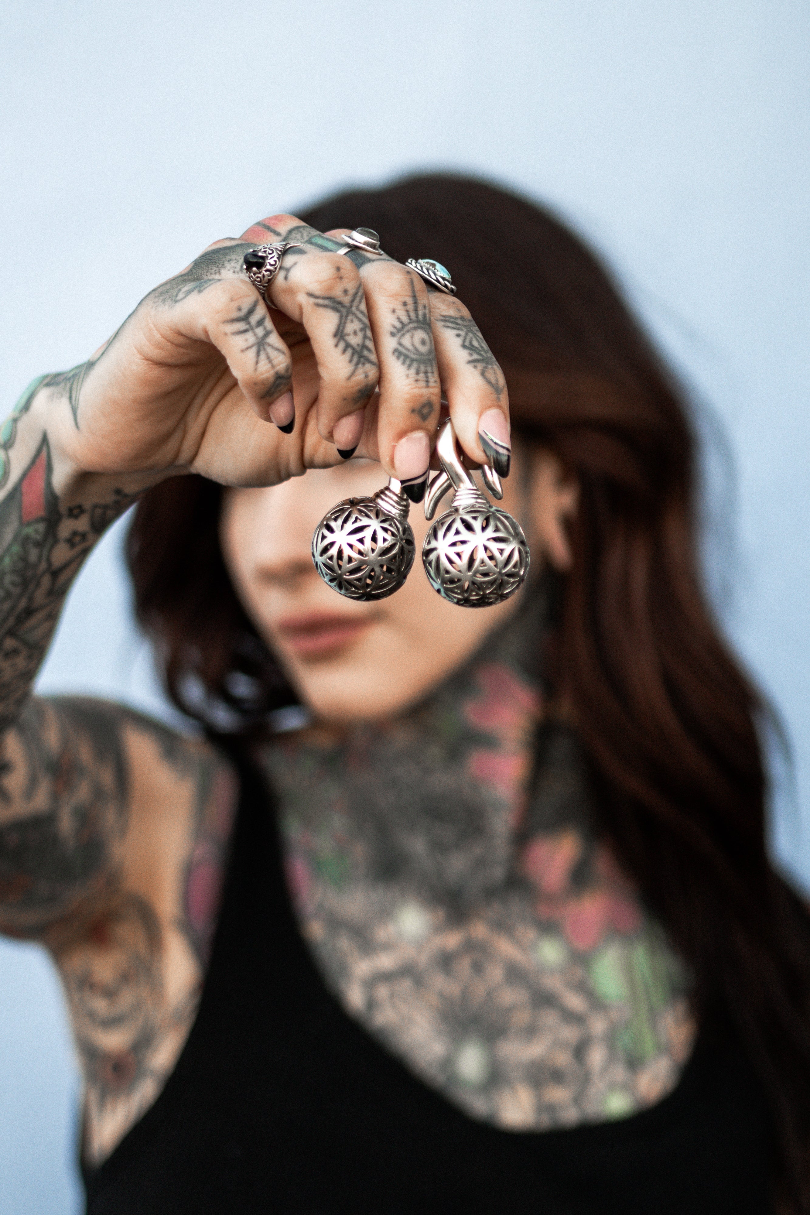 White Brass Orb Ear Weights