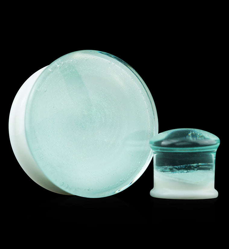 White Cosmos Glass Double Flare Plugs