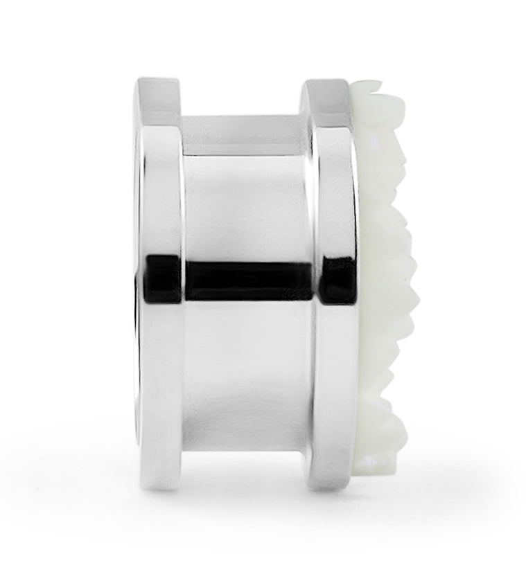 White Druzy Stone Stainless Steel Plugs