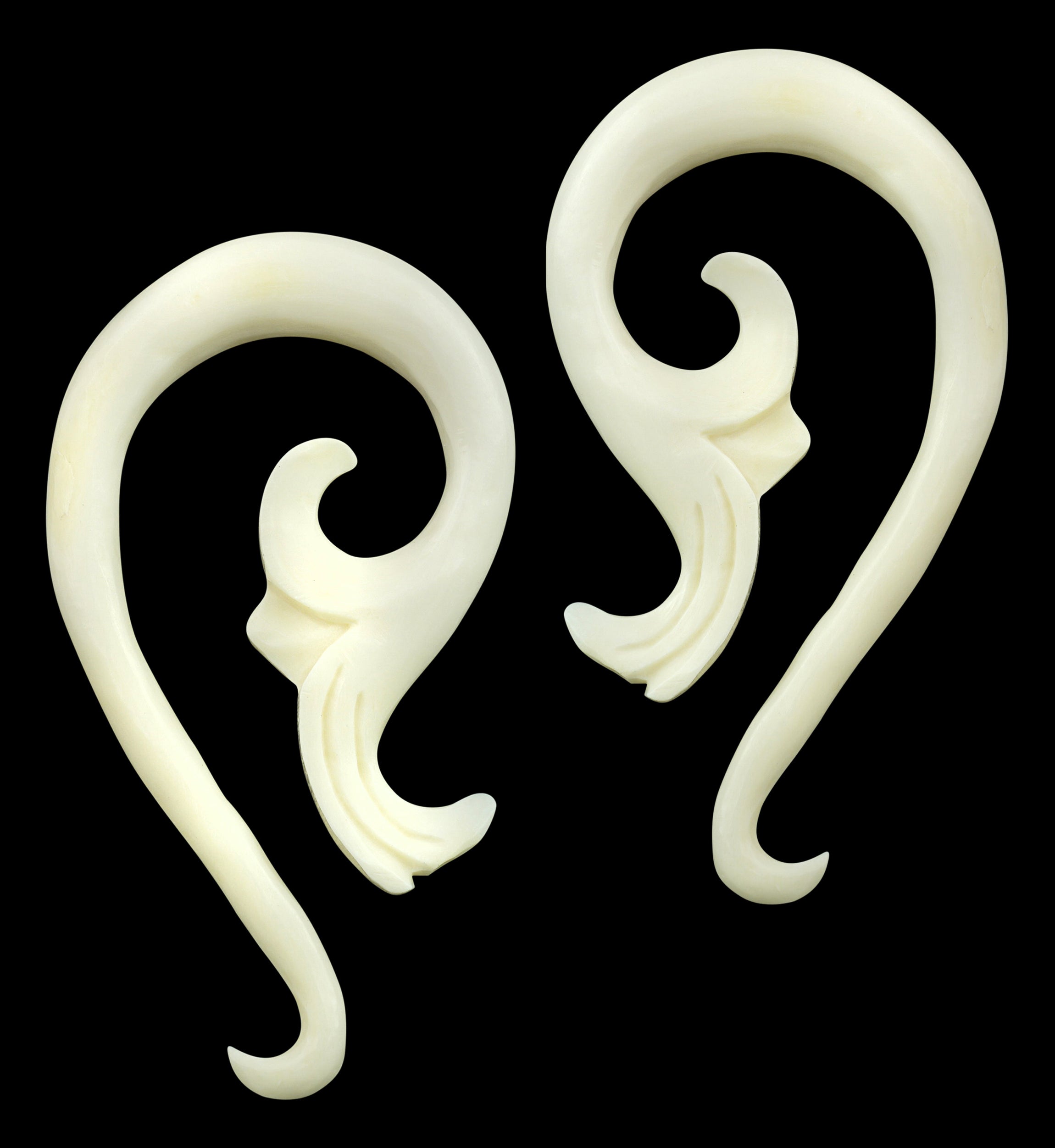 White Filigree Tail Spiral Bone Hangers