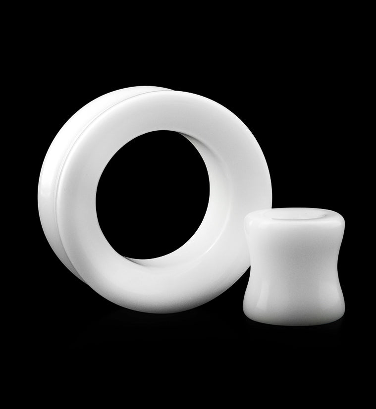 White Glass Tunnel Plugs