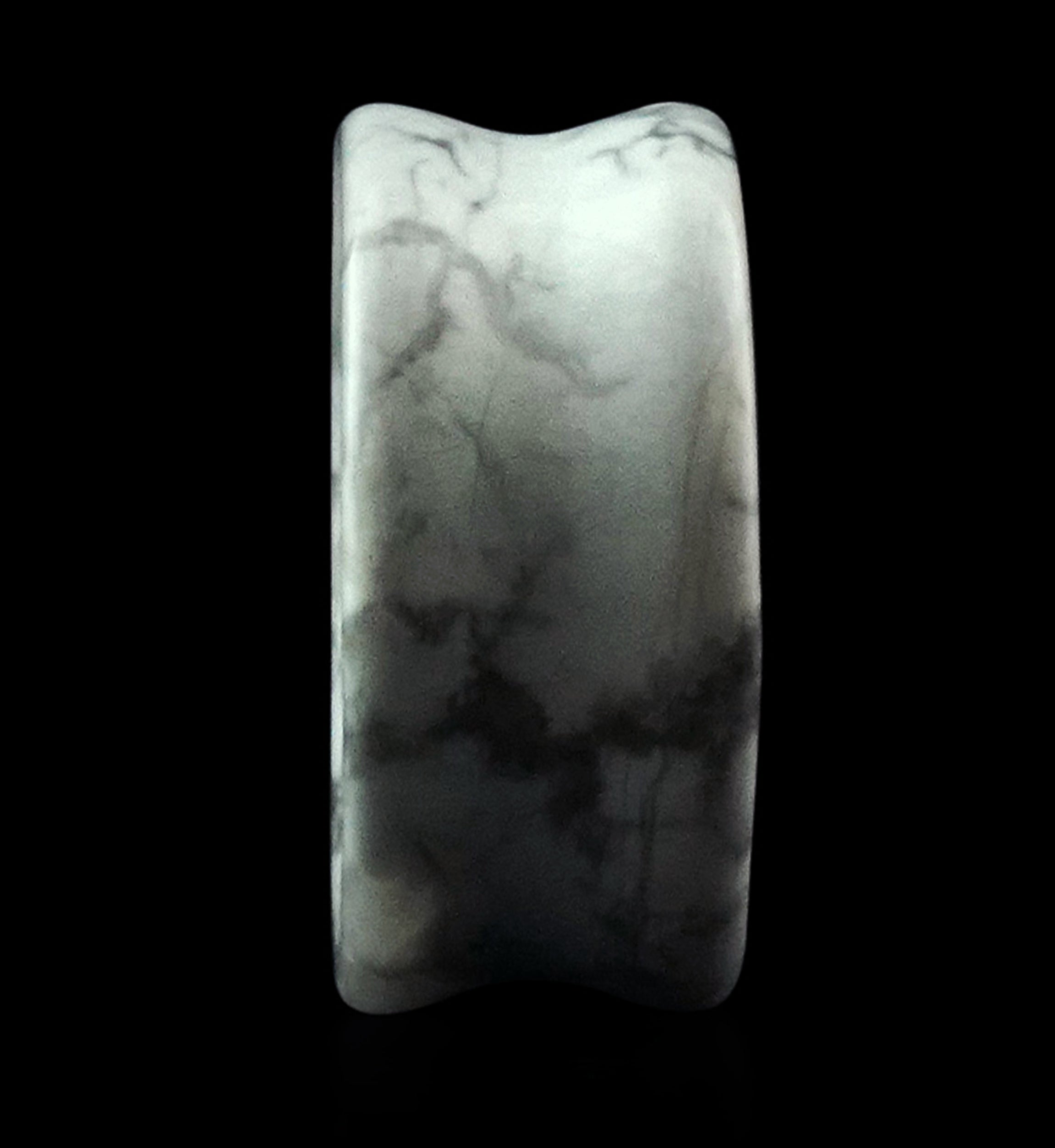 White Howlite Stone Double Flare Tunnels