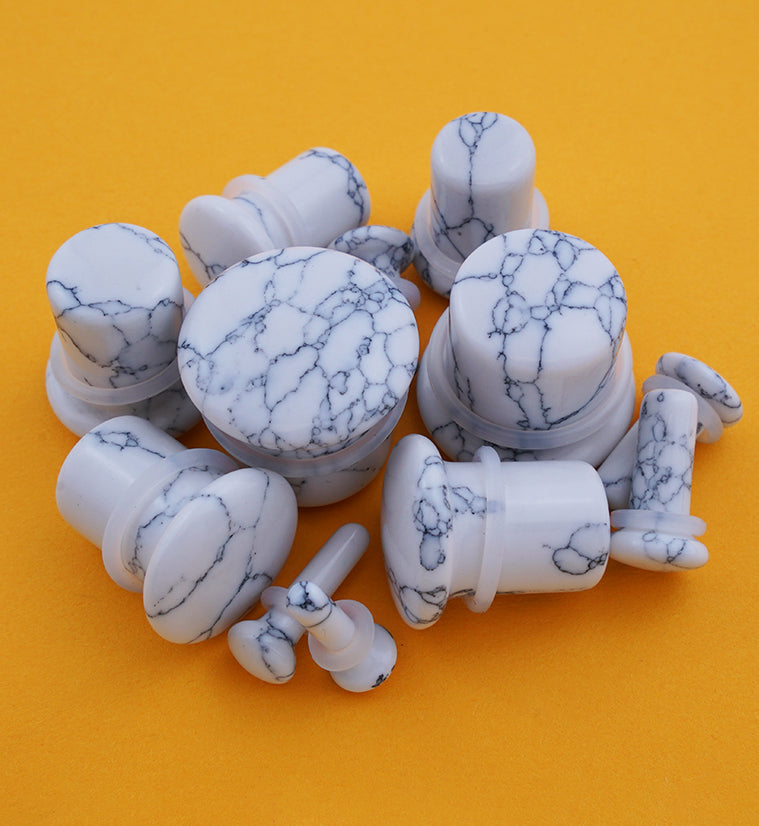 White Howlite Stone Single Flare Plugs