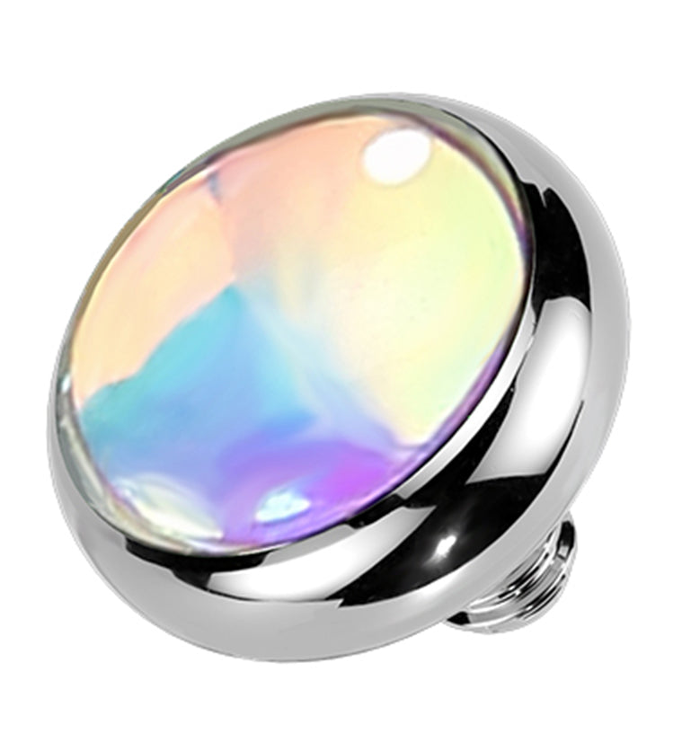 White Iridescent Gem Titanium Internally Threaded Top