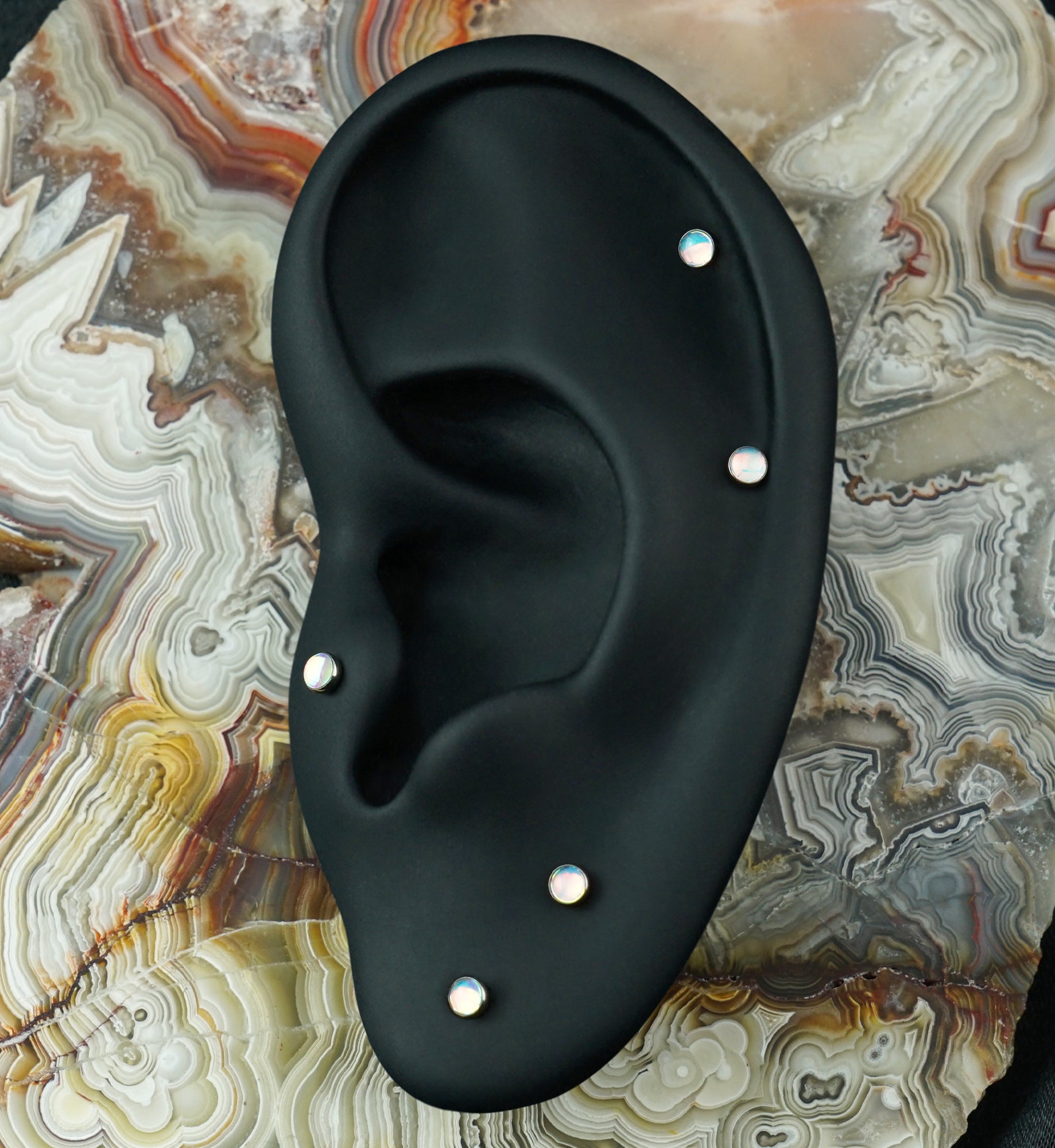 White Iridescent Gem Titanium Threadless Top