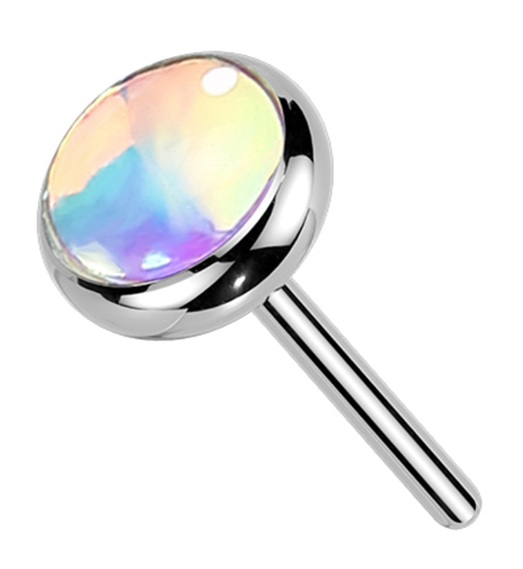 White Iridescent Gem Titanium Threadless Top