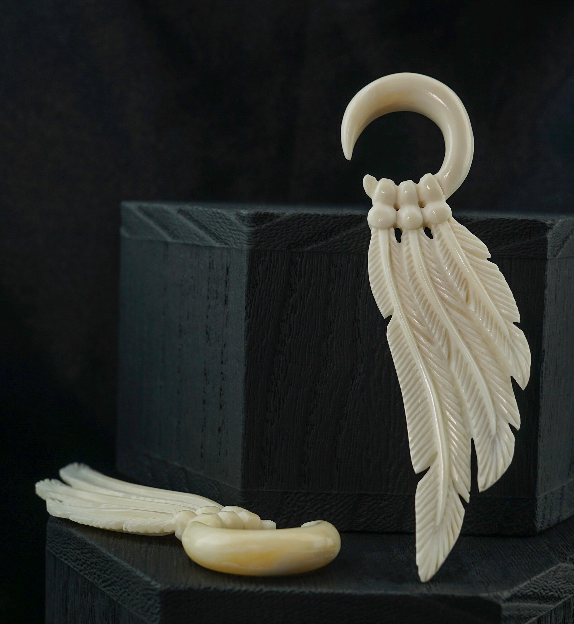 White Multi Feather Bone Hangers