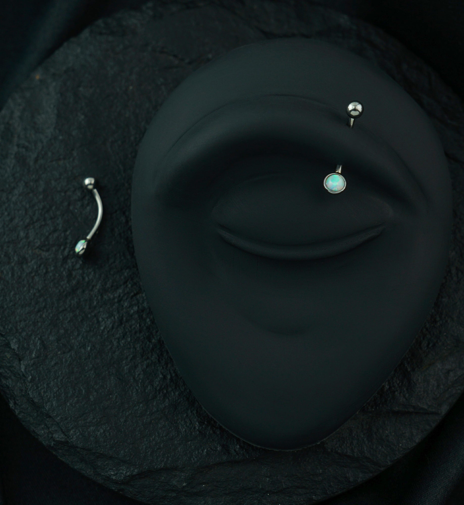 White Opal Flat Back Curved Barbell