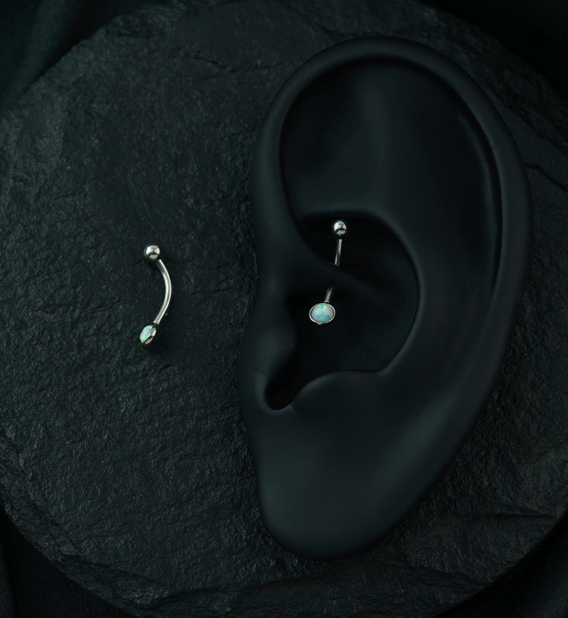 White Opal Flat Back Curved Barbell