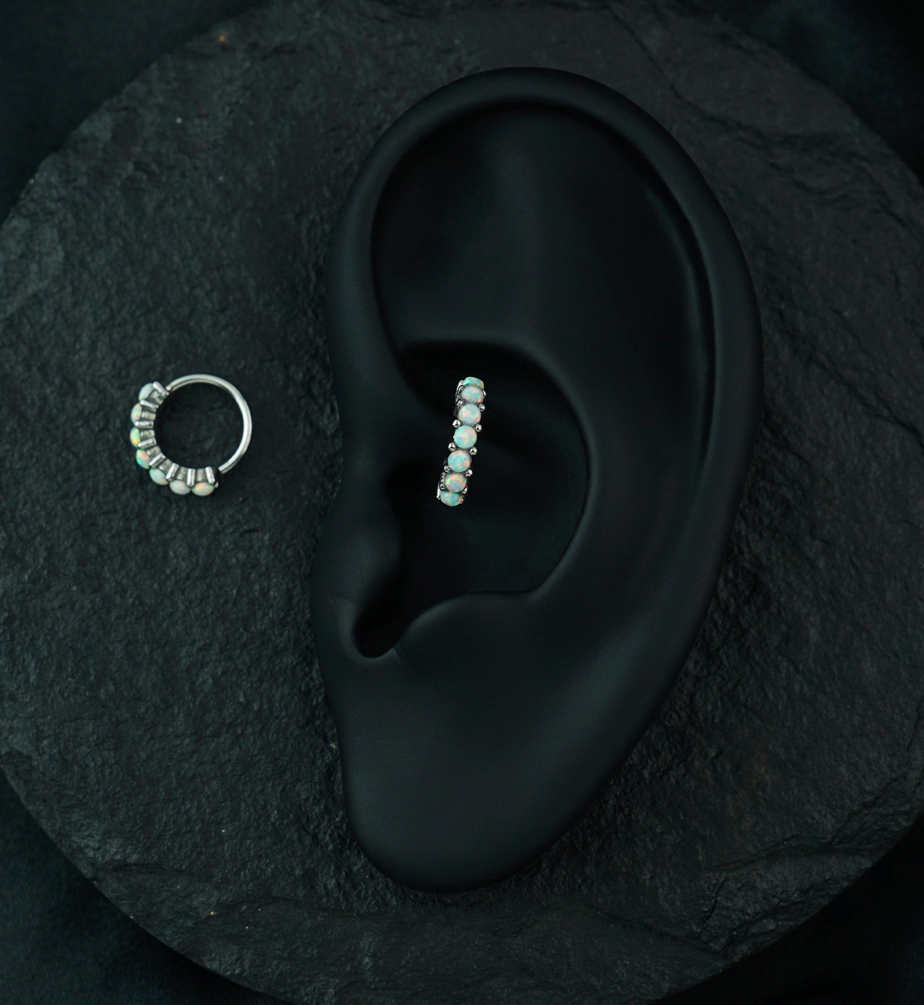 White Opal Septenary Seamless Ring