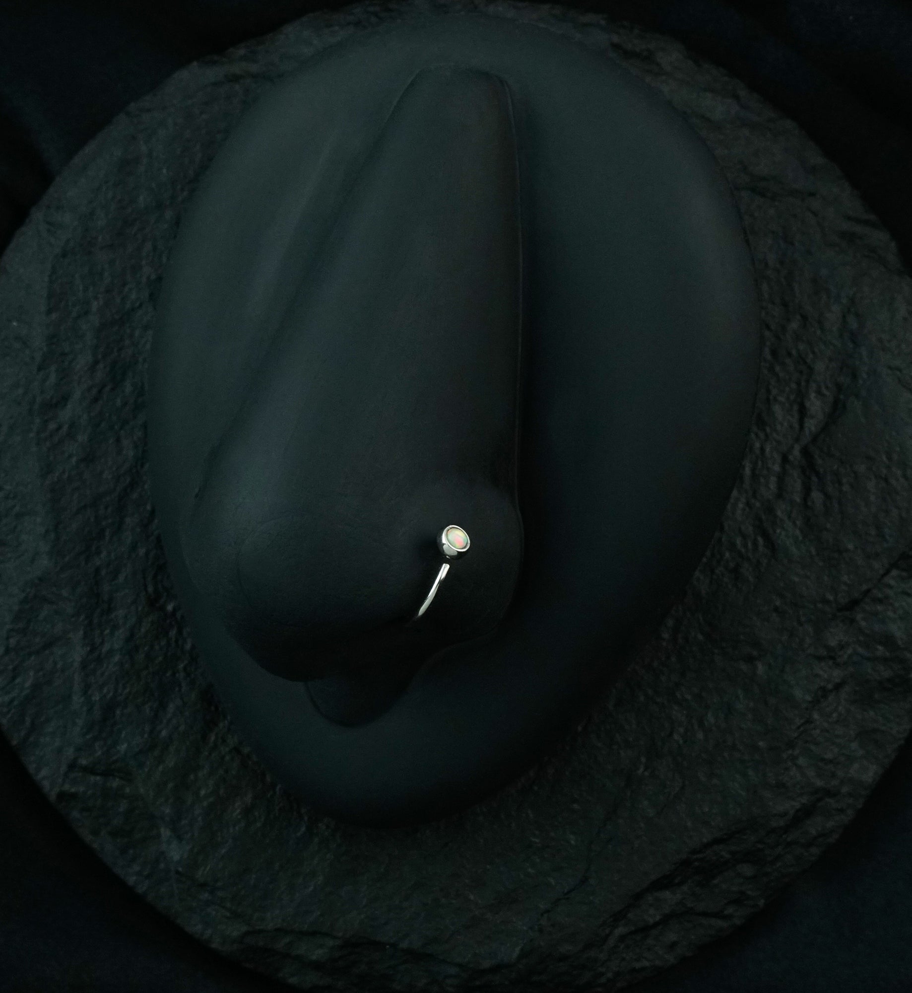 White Opalite 14kt White Gold Nose Hoop Ring