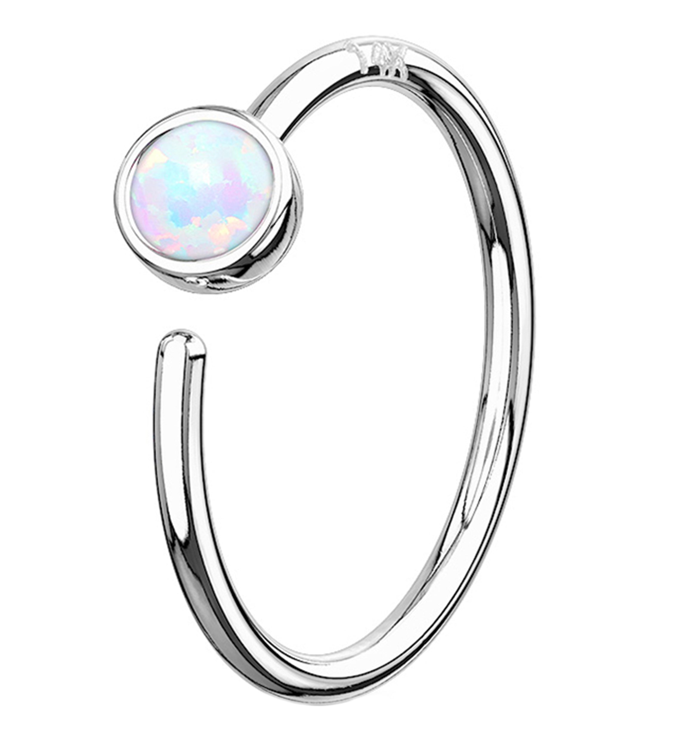 White Opalite 14kt White Gold Nose Hoop Ring