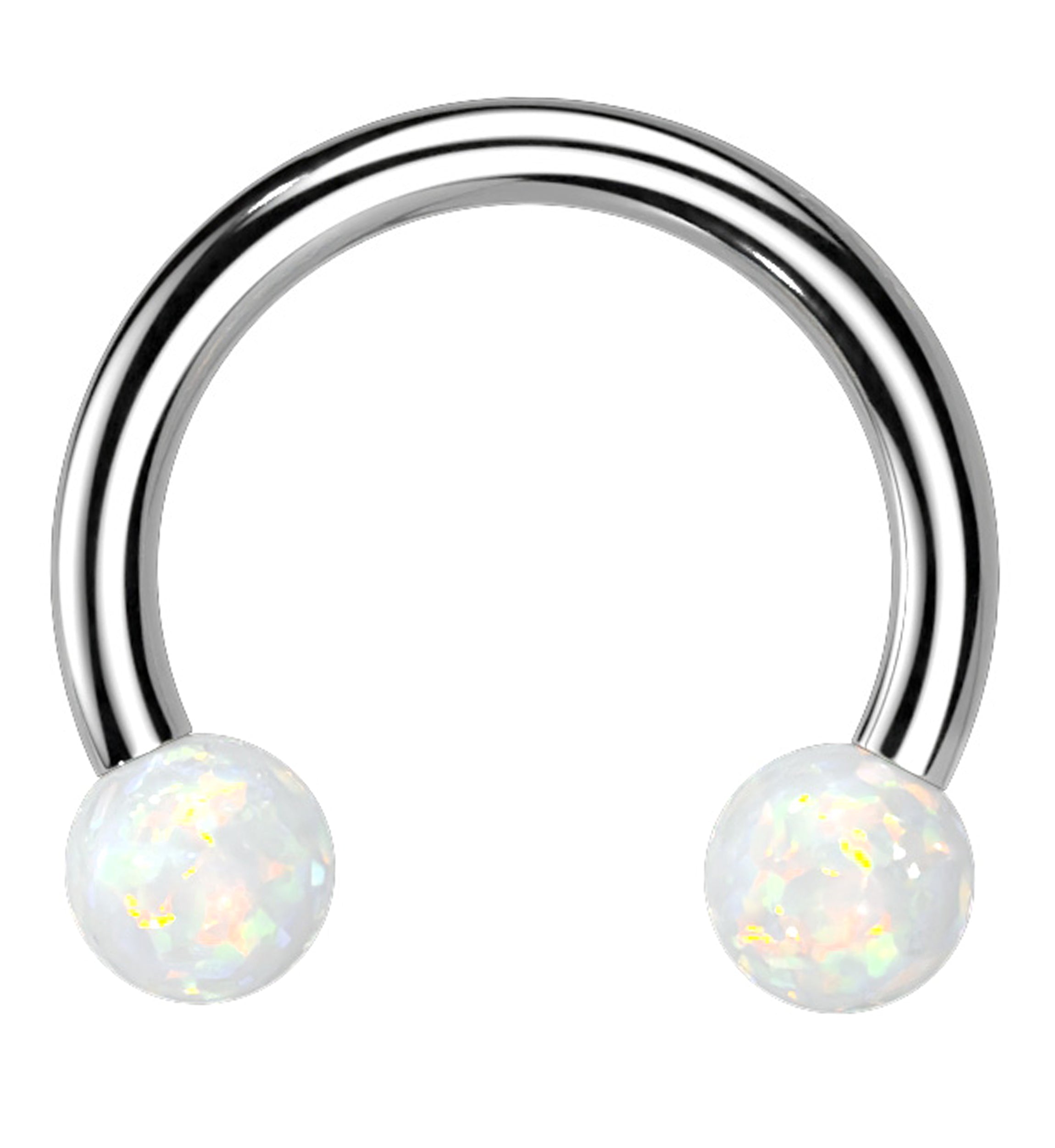 White Opalite Circular Stainless Steel Barbell