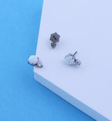 White Opalite Drop Clear CZ Titanium Threadless Top