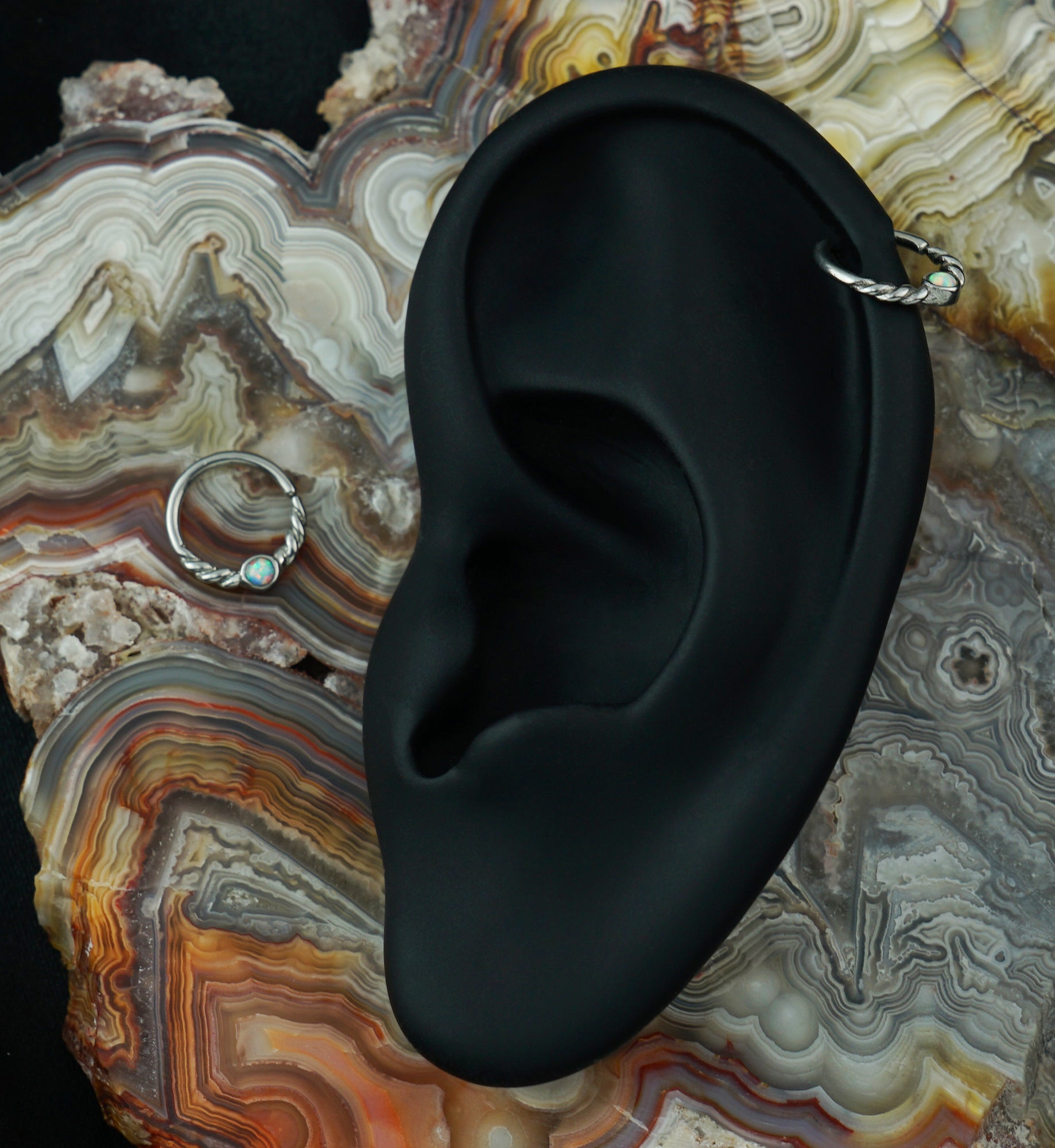 White Opalite Twine Seamless Ring