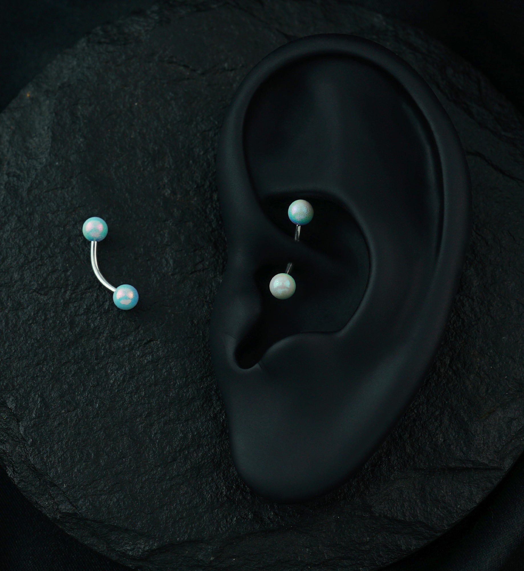 White Ory Stainless Steel Curved Barbell