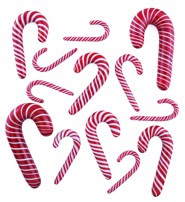 Red And White Candy Cane Glass Ear Hangers