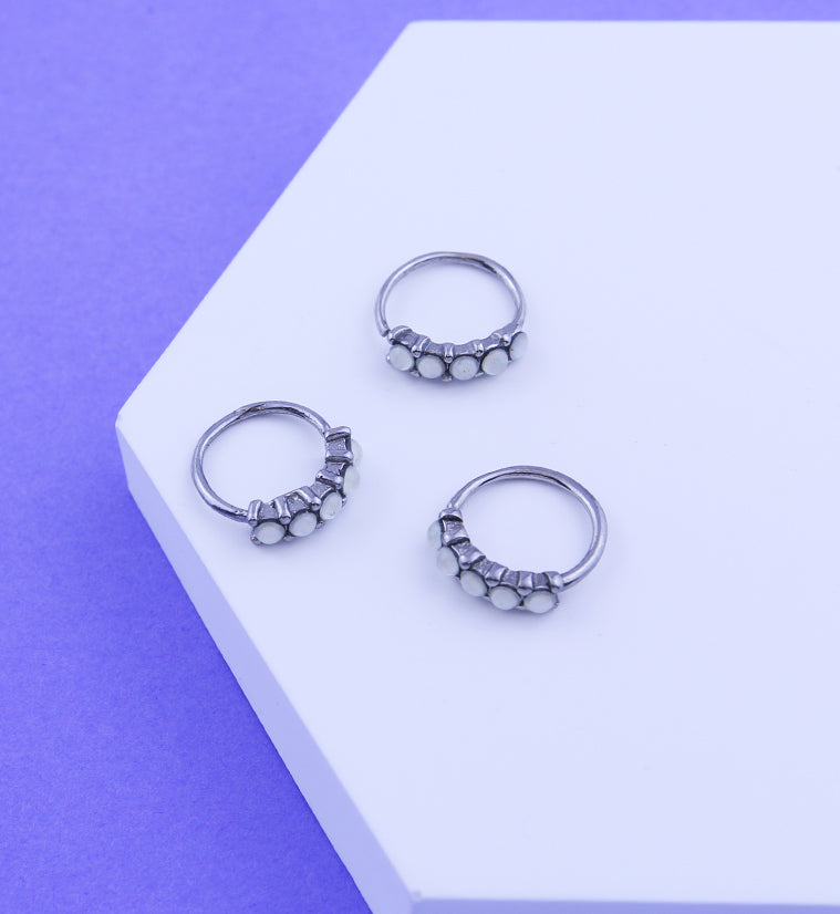 White Septenary Seamless Ring