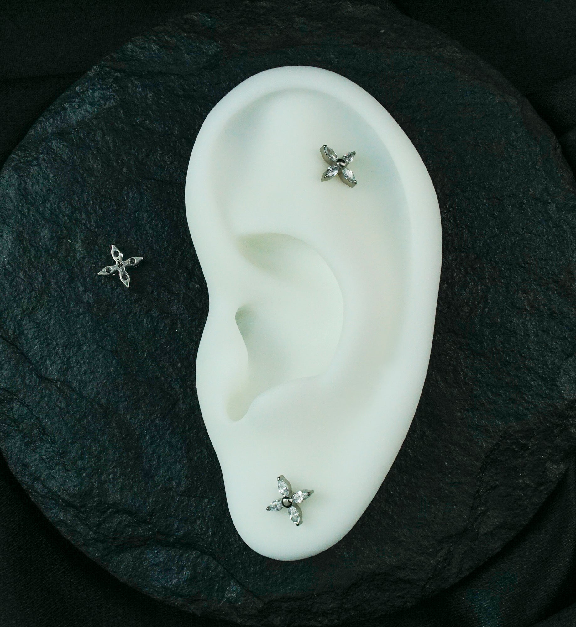 Windmill Marquise Clear CZ Threadless Titanium Top