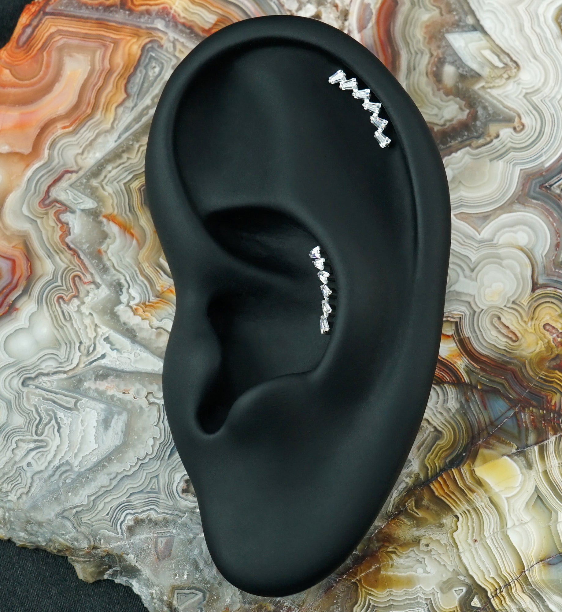 Windswept Baguette CZ Titanium Threadless Top