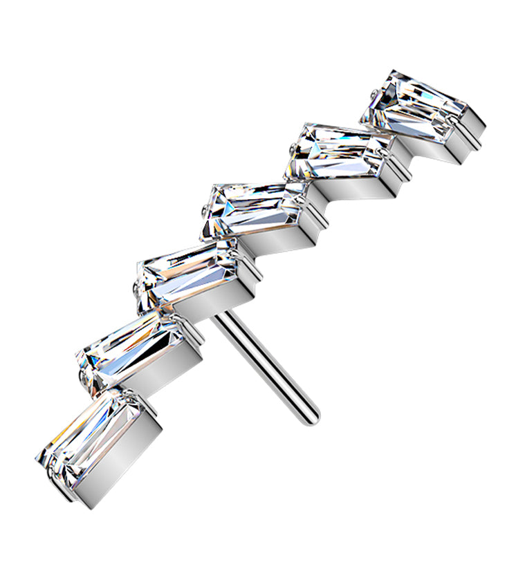 Windswept Baguette CZ Titanium Threadless Top