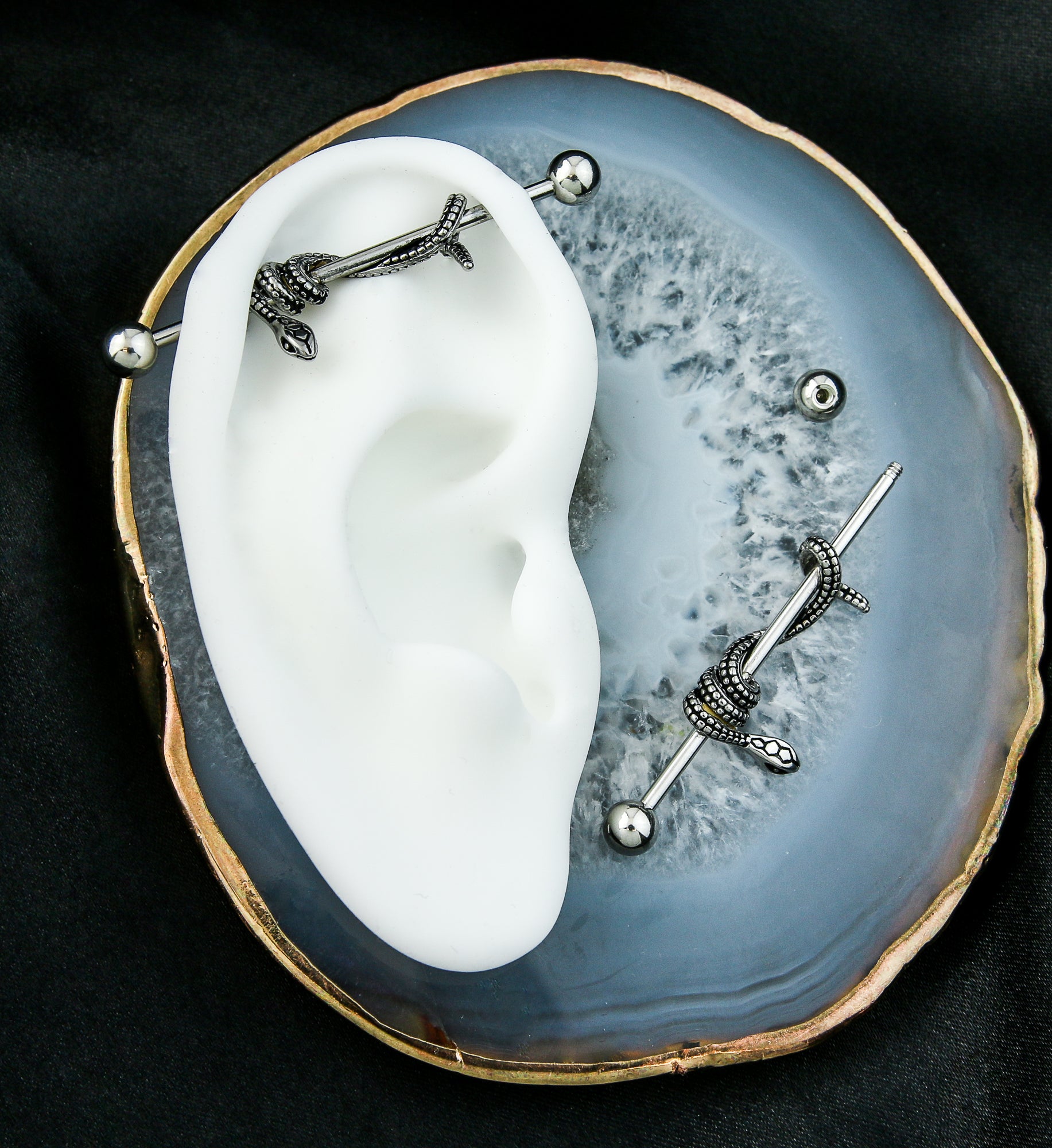 Wrapped Snake Stainless Steel Industrial Barbell