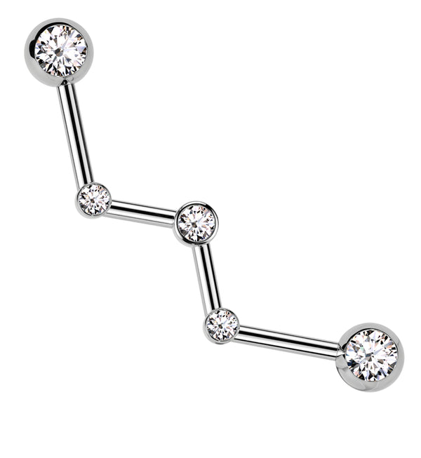 Zig Zag Clear CZ Stainless Steel Industrial Barbell