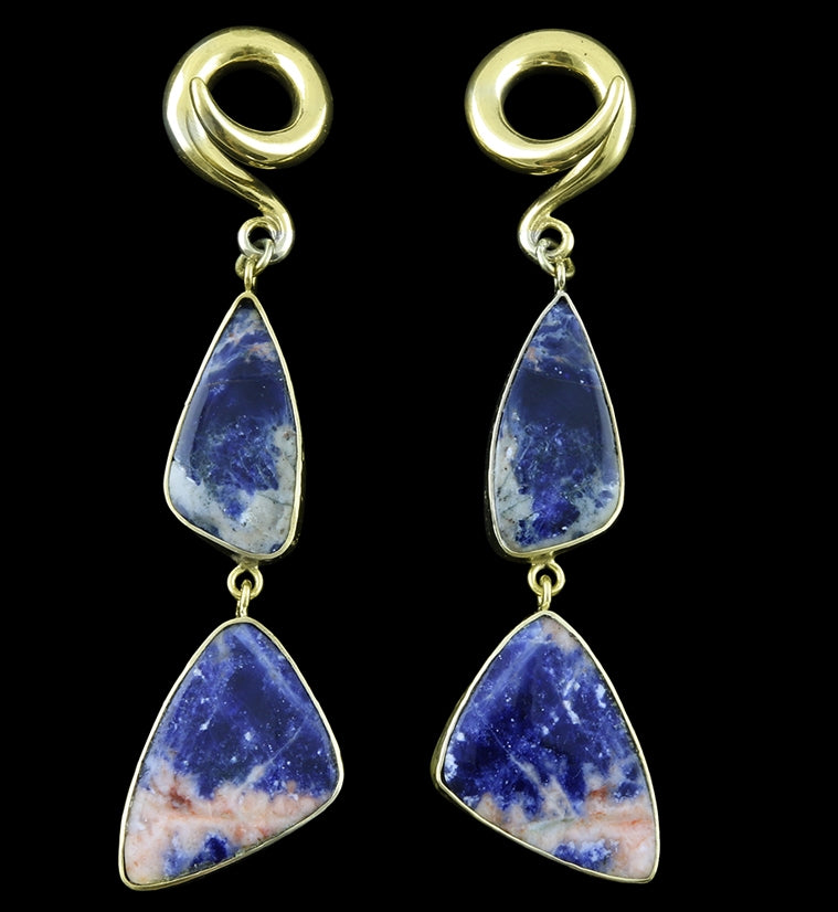Double Sodalite Stone Ear Weights