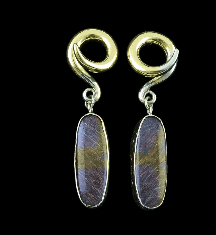 Rutilated Quartz Stone Ear Weights