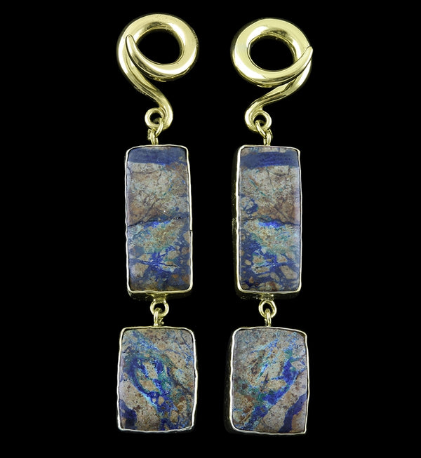 Double Azurite Stone Ear Weights