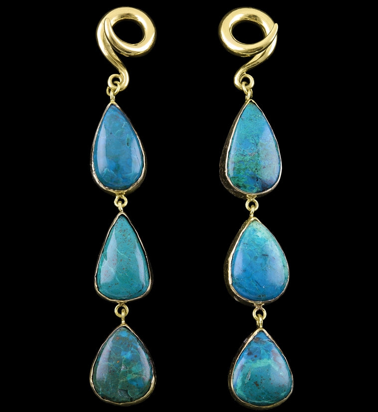 Triple Chrysocolla Stone Ear Weights