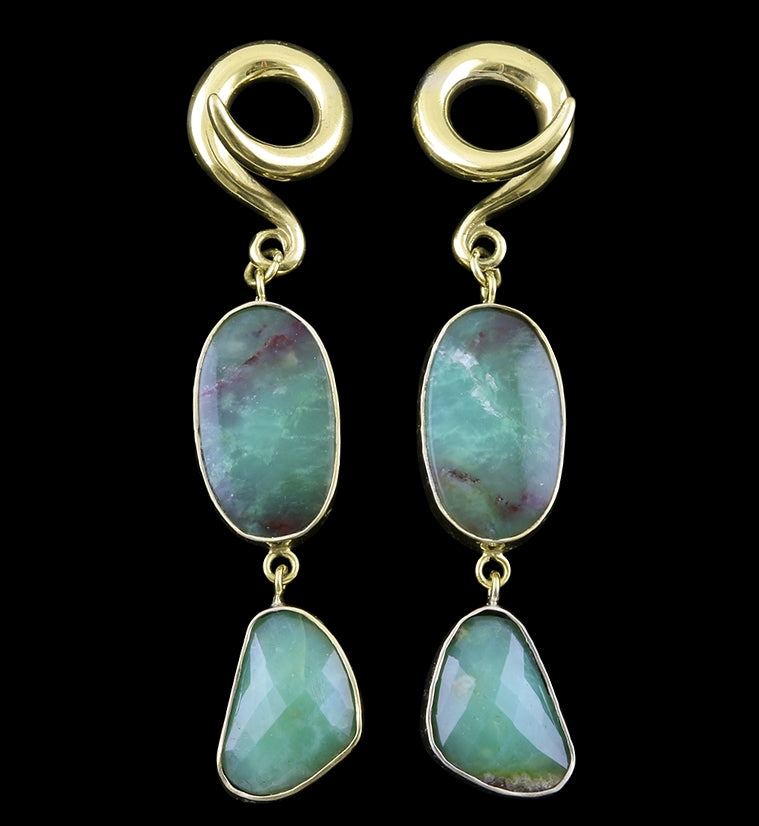 Double Chrysoprase Stone Ear Weights Version 1