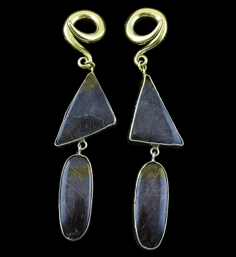 Double Rutilated Quartz Stone Ear Weights