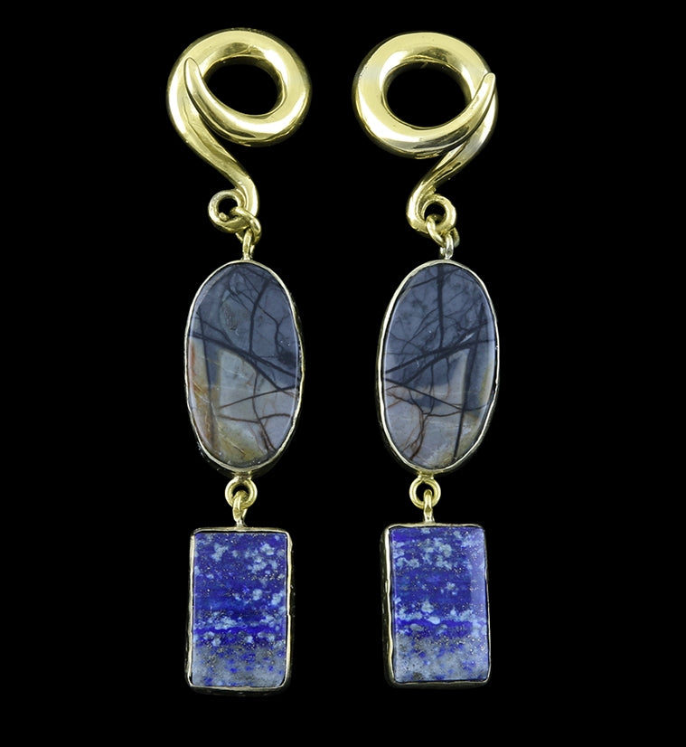Double Jasper X Lapis Lazuli Stone Ear Weights