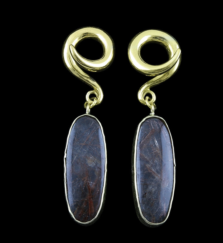 Rutilated Quartz Stone Ear Weights