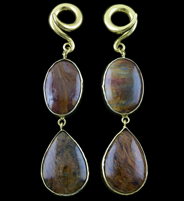 Double Pietersite Stone Ear Weights Version 2