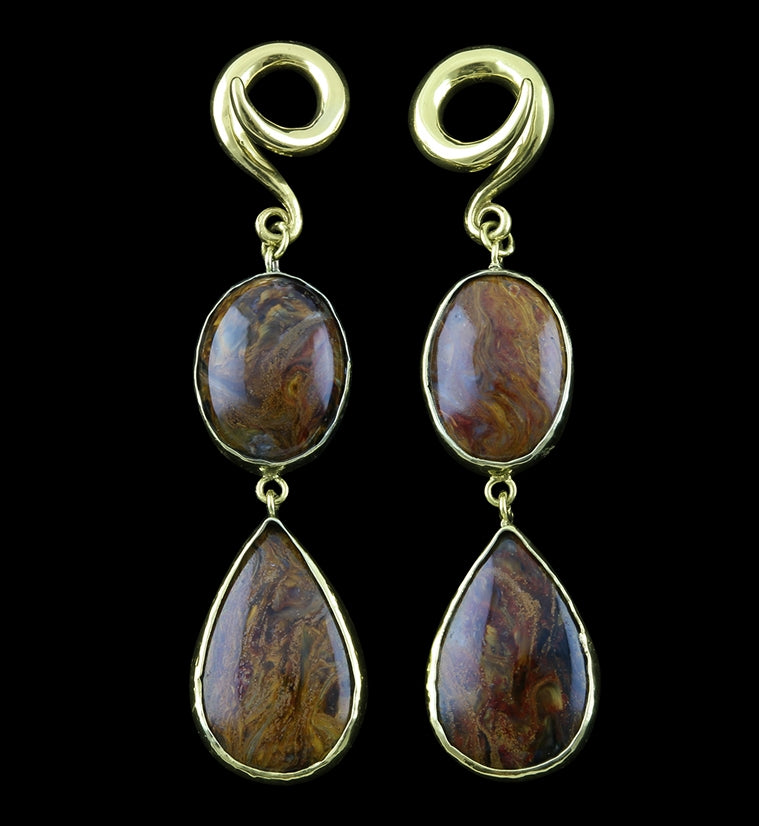 Double Pietersite Stone Ear Weights Version 1