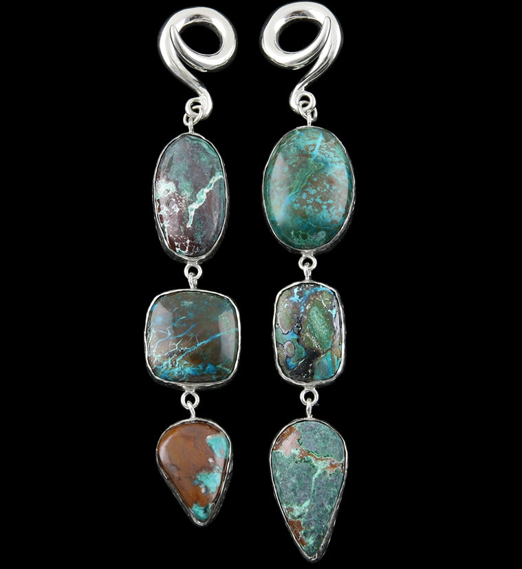 Triple Chrysocolla Stone Ear Weights
