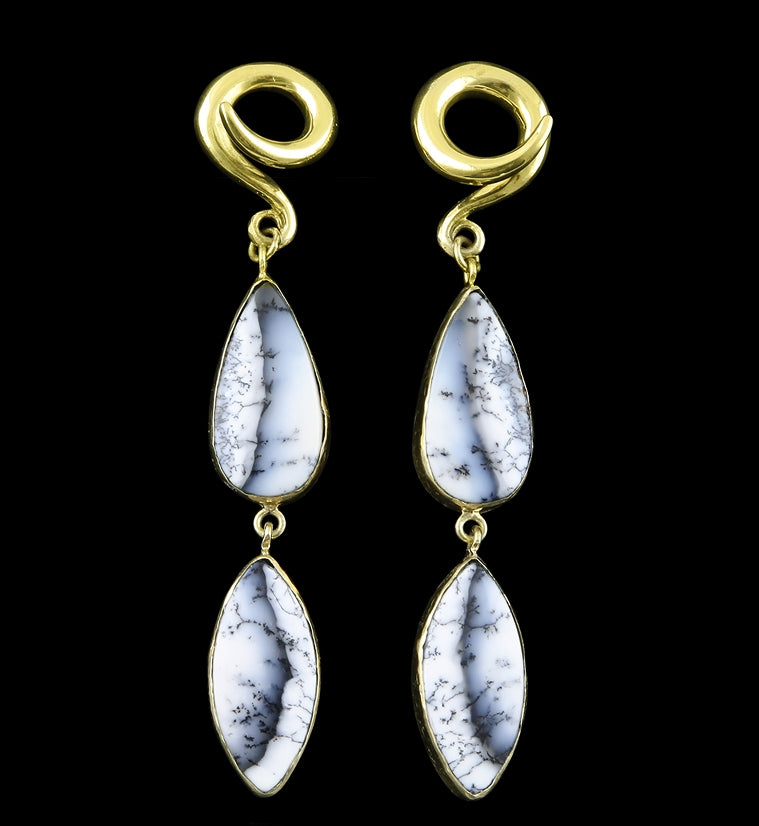 Double Dendritic Opal Stone Ear Weights Version 10